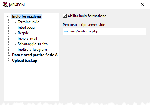 Plug-in screenshot 1: Invio formazione