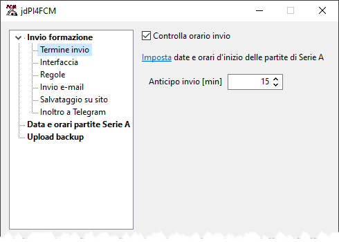 Plug-in screenshot 2: Invio formazione | Termine invio